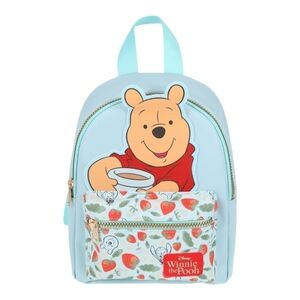 Disney Winnie the Pooh Light Blue and Red Kids Backpack with Strawberry Print